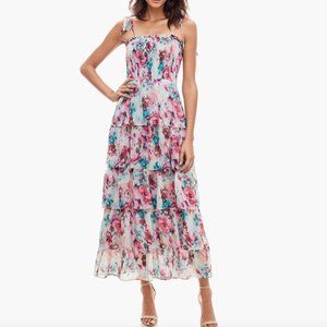 Floral Smocked Tie Strap Maxi Cocktail Dress | Socialite from Nordstrom | L
